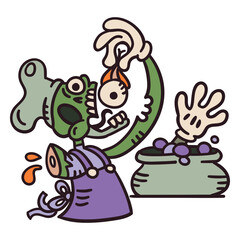 Obraz premium Color cartoon halloween illustration