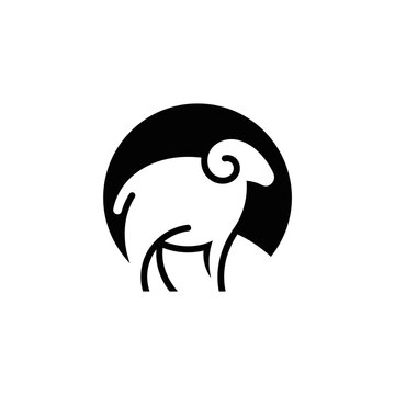 Black and white ram animal logo.