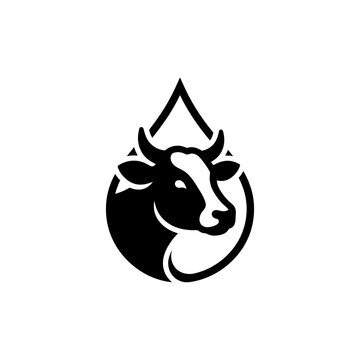 Black cow head in circle logo.
