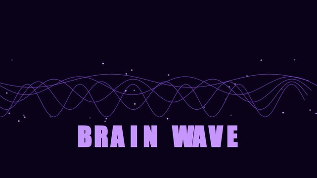 Brain wave abstract animation with glowing purple frequency lines and particle effects for science and technology concepts 4k