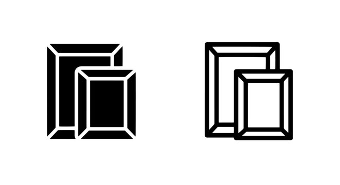 Two empty picture frames or photograph gallery display icons in square shape