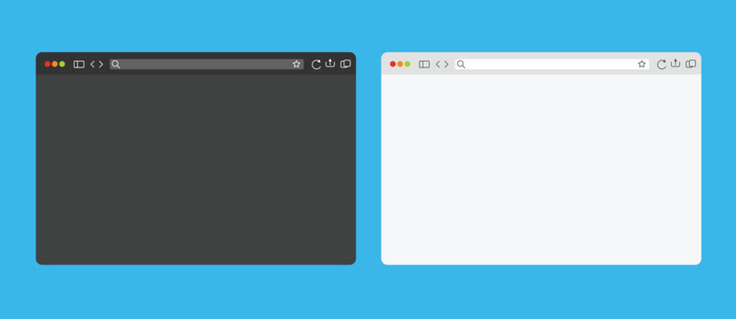 Modern Light and Dark Web Browser Window Mockup Set for Desktop and Tablet Vector