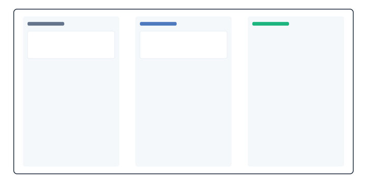 Three column vertical layout for modern web dashboard and data management user interfaces.