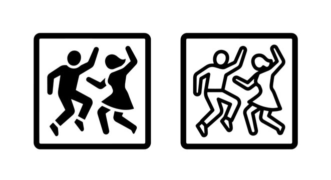Happy dancing couple icon representing celebration leisure activity or festive joy