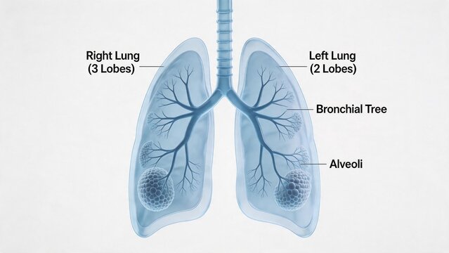 Human lungs anatomy diagram