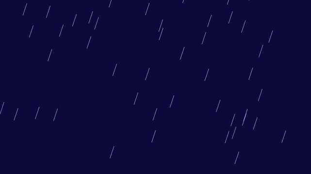 Heavy rain falling against dark blue night animation 4k background, overlay effect weather, storm