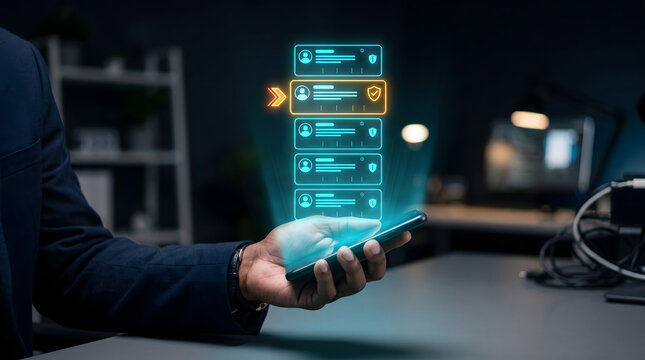 Customer service lead managing digital ticket queue hologram for efficient support request tracking systems