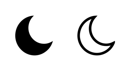 Crescent moon solid and outline graphic icons with crescent astronomy celestial © MdDelowar