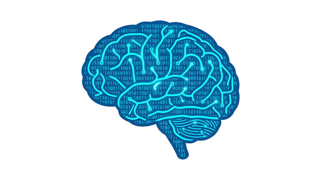 Digital brain with binary code