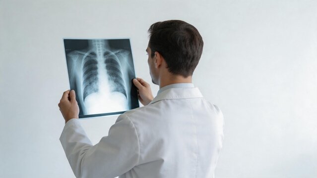 Doctor examining a chest Xray