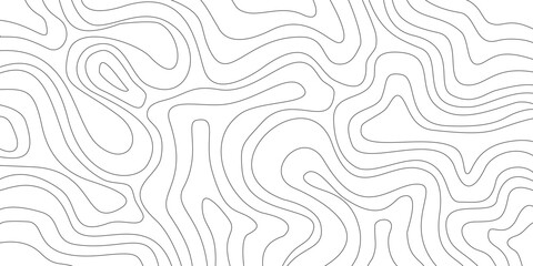 Fototapeta premium Abstract topographic contour line pattern with flowing organic curves. Minimal black line seamless background for maps, wallpaper, branding, packaging, and surface design.