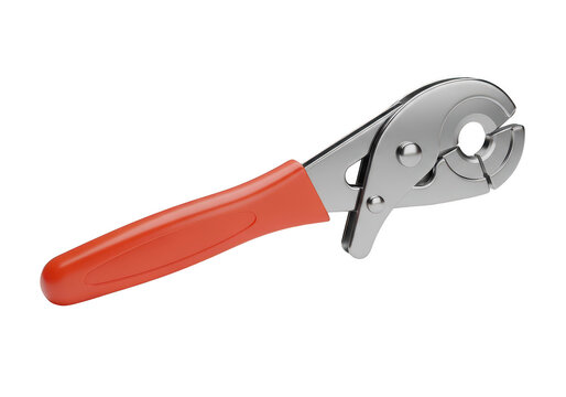 Orange handled metal bolt cutter on white background isolated on white background