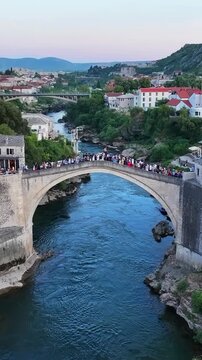 Mostar Old Bridge over Neretva River Bosnia and Herzegovina