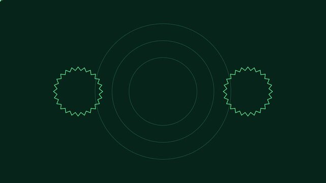 Minimalist abstract green gear loading animation with pulsing circles 4k background