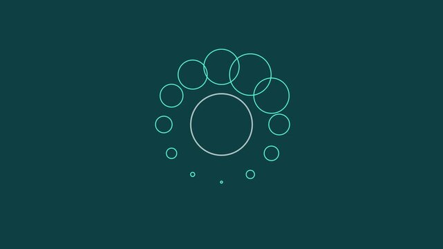 Minimalist loading spinner animation with dynamic expanding circles on dark 4k background, progress