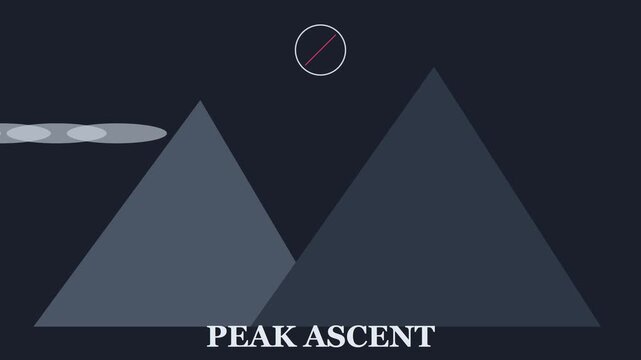 Peak ascent minimalist motion abstract mountain landscape with moving clouds and sun animation 4k