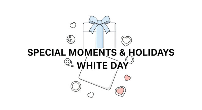 White Day Gift Box with Ribbon.