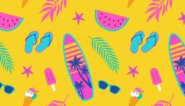 Cartoon image with a recurring pattern about summer