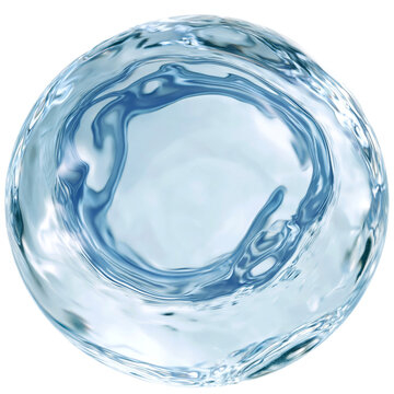 みずみずしい透明な水の球体、スキンケアや美容イメージのリアルな水滴グラフィック素材 / Fresh transparent water sphere, realistic liquid droplet graphic element for skincare and beauty concept