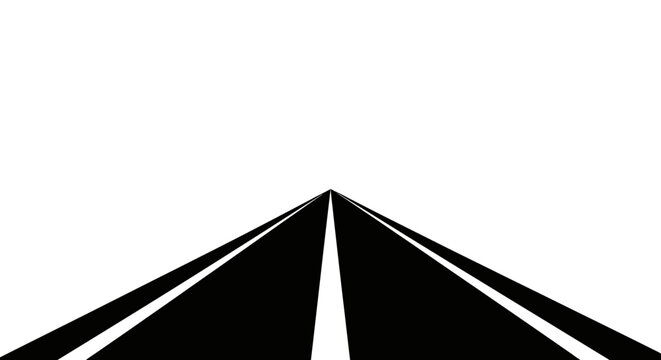 Minimalist black highway road icon with perspective