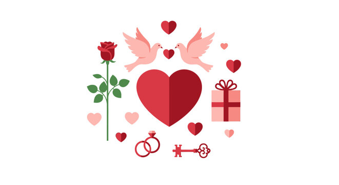 Valentines Day Heart Symbols Love.