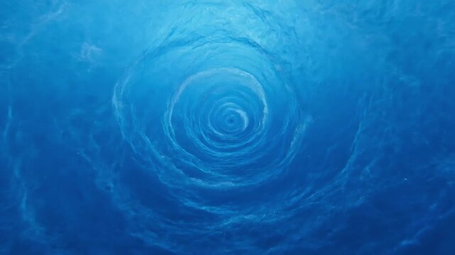 A deep blue ocean vortex with swirling patterns. The water appears turbulent and inviting, drawing the viewer into its depths