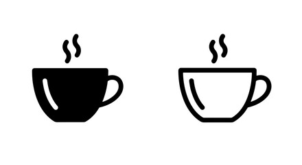 Coffee cup icon set representing hot beverages with beverage caffeine breakfast