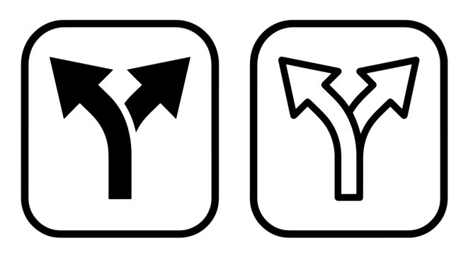 Split path arrow icon set for directional navigation with direction, decision