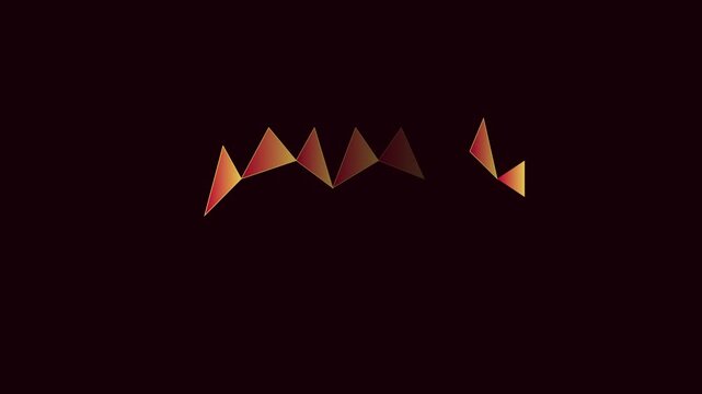 Abstract geometric motion animation 4k background, with pulsing orange, and red triangles