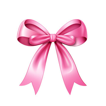 Elegant pink silk ribbon bow festive decorative knot for gift wrapping celebration holidays birthday greeting card design element vector illustration