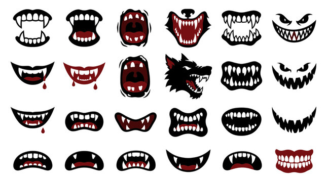 Scary Mouths and Fangs Collection: Monsters, Vampires, and Werewolves