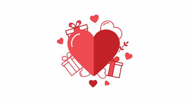 Red Heart with Gift Boxes.
