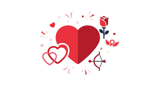 Red heart symbol with rose.