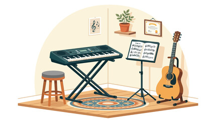 Fototapeta premium Keyboard Electronic Musical Instrument Closeup.