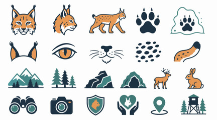 Colorful Wildlife and Nature Icons Collection. © Bay