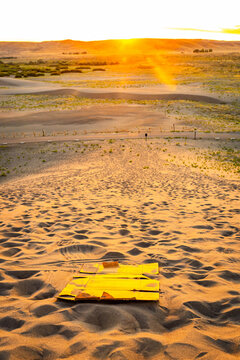 Cardboard Sand Sliding Bruneau Dunes State Park Idaho Sunset