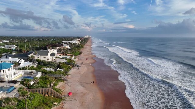 Oceanfront homes along Ormond Beach in Volusia County, Florida