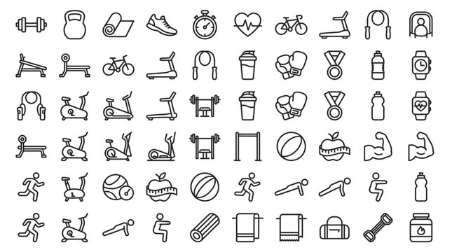 Fitness icons for healthy lifestyle.