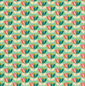abstract retro flower seamless pattern wallpaper

