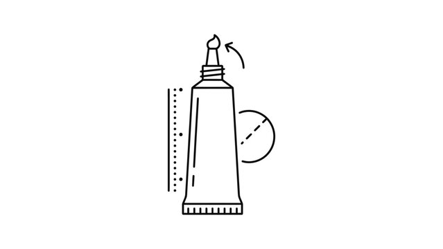 Vector line illustration of a squeeze tube with measurement icon.
