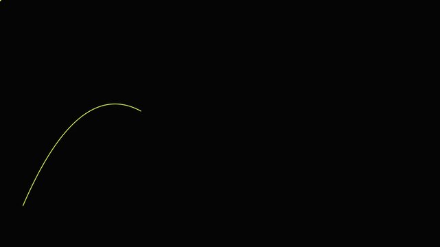 Minimalist sine wave animation: smooth yellow oscillating line on 4k black background, oscillation abstract