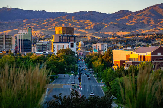 Boise Capitol Boulevard Skyline at Sunset