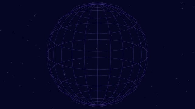 Rotating digital globe wireframe abstract technology 4k background, animation