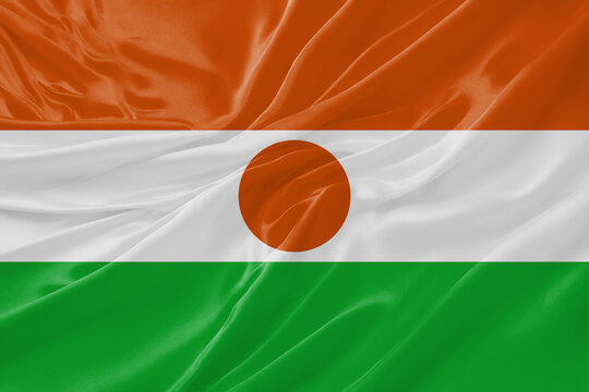 Niger Waving Flag Background with Silk Fabric Texture