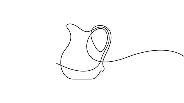 Pitcher continuous line drawing animation for kitchenware and beverage branding projects. Continuous line drawing animation of a pitcher, perfect for kitchen, beverage, and home design.