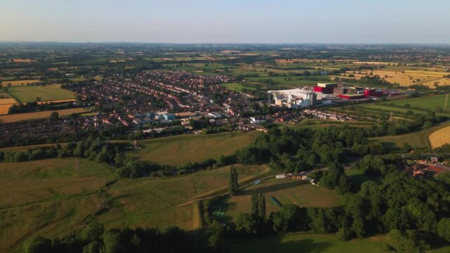 Aerial view of Tutbury village with Nestle coffee factory