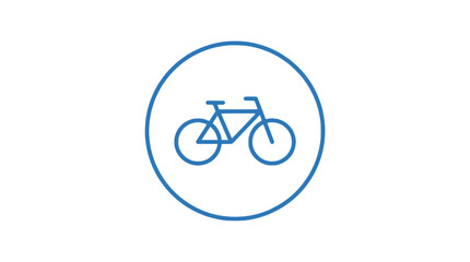 Fototapeta premium Simple blue outline icon of a bicycle inside a circle on a white background