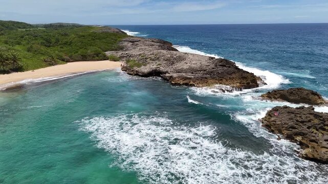 Rocky Puerto Rico Coastline with Ocean Waves and Tide Pools