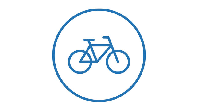 Simple blue bicycle icon inside a circle on white background