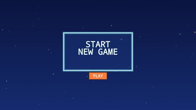 Retro Arcade Start Screen Animation Pixel Game Flat Vector Colorful